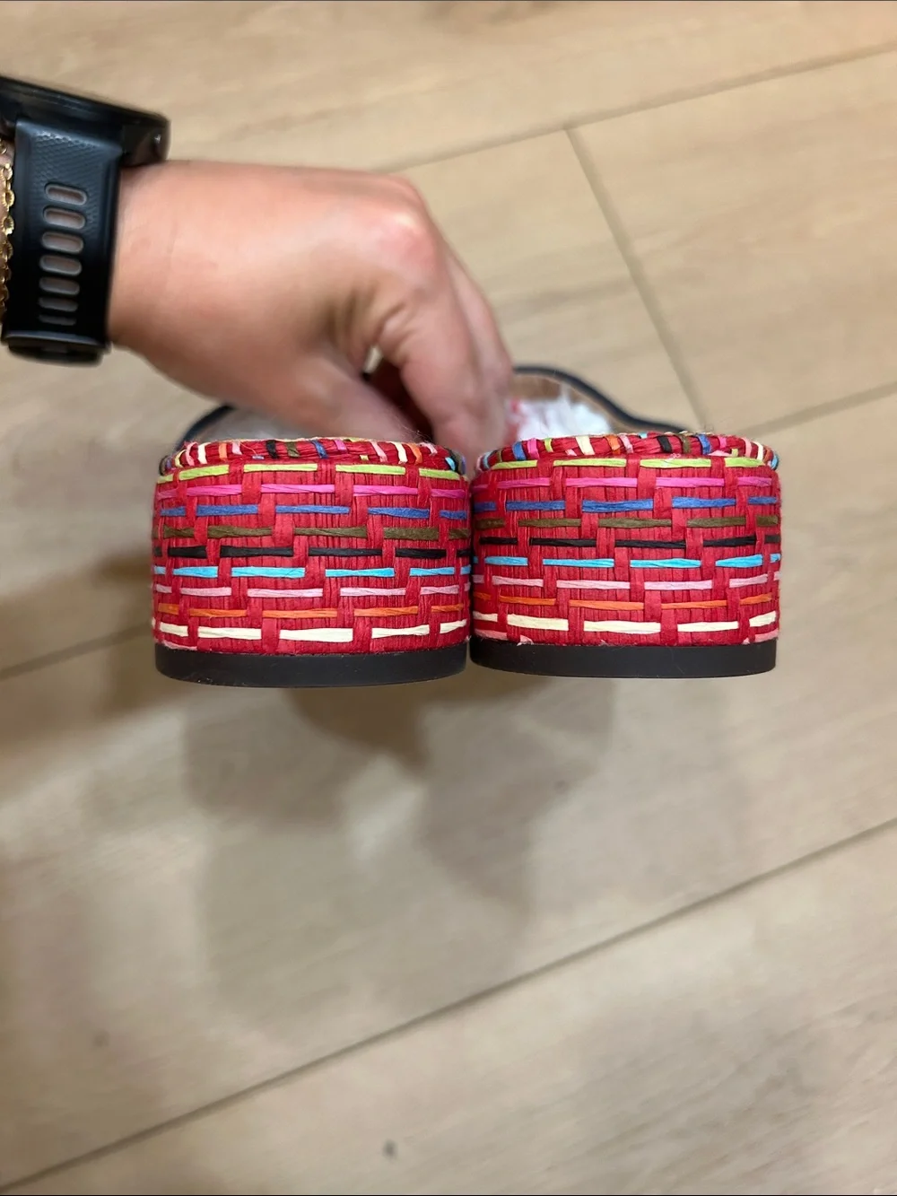 NWOT J. Crew Rainbow Raffia Mules Size 8